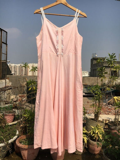 Studio Sample - 'BUDDING BEAUTY' Blush Pink Mulmul Cotton Dress