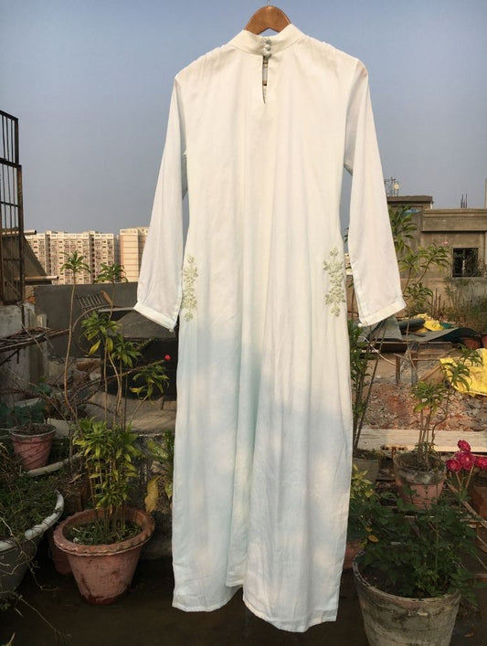 Studio Sample - 'SHY BLOOMS' Pastel Blue Mulmul Cotton Dress