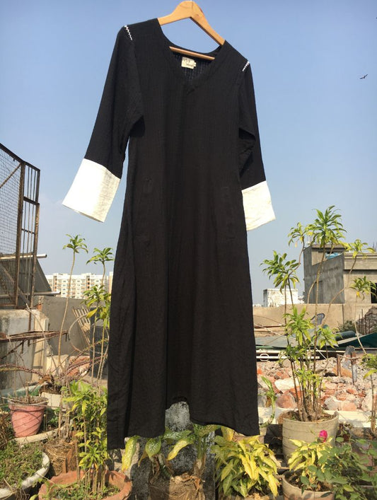 Studio Sample - 'ILLUSION' Black Handwoven Cotton Dress