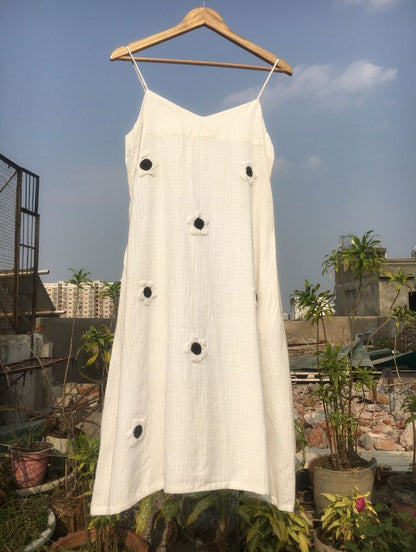 Studio Sample - 'SUNNY SIDE UP' White Handwoven Cotton Dress