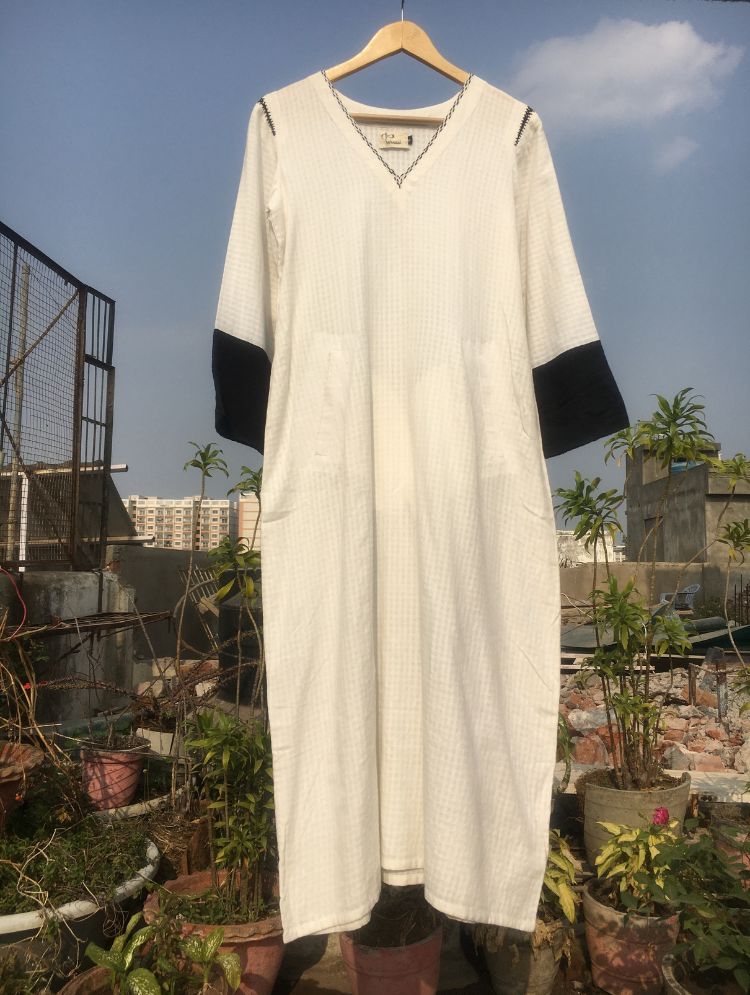 Studio Sample - 'ILLUSION' White Handwoven Cotton Dress