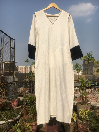 Studio Sample - 'ILLUSION' White Handwoven Cotton Dress