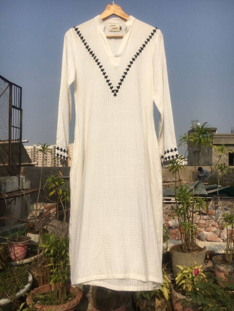Studio Sample - 'FLIGHT OF FANCY' White Handwoven Cotton Dress