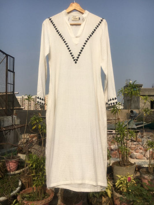 Studio Sample - 'FLIGHT OF FANCY' White Handwoven Cotton Dress