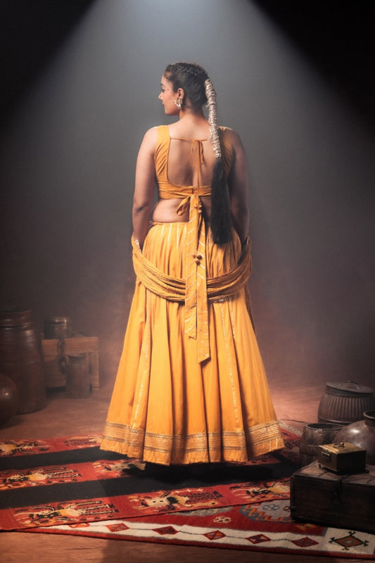 Mustard/Golden Mulmul Cotton Crinkled Dupatta