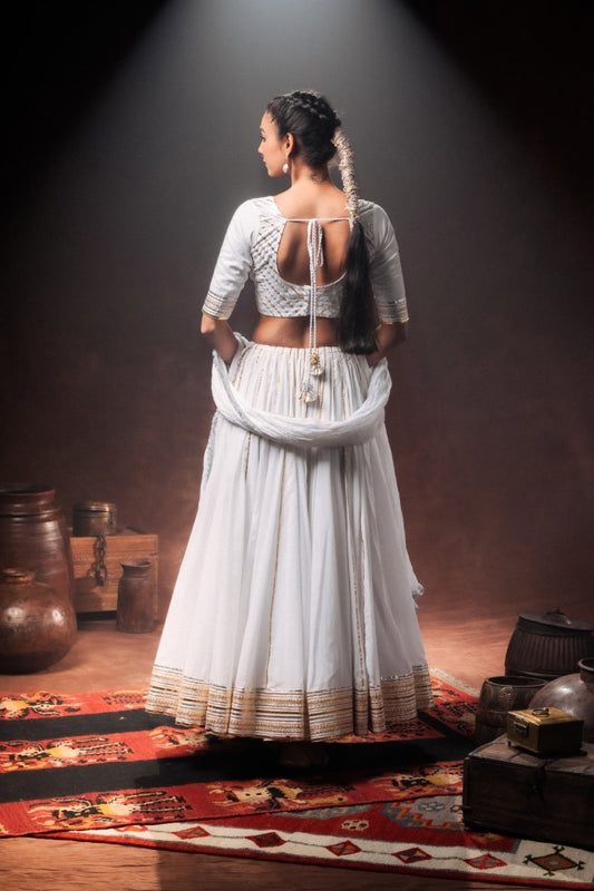 White Mulmul Cotton Crinkled Dupatta