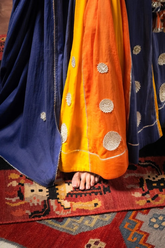 Studio Sample - 'BIJLI' Multicolor Mulmul Cotton Kalidar Ghaghra