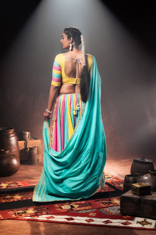 'RANG RASIYA' Multicolor Mulmul Cotton Kalidar Ghaghra