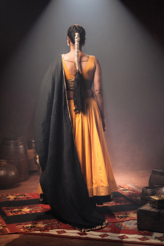 Black Mulmul Cotton Crinkled Dupatta