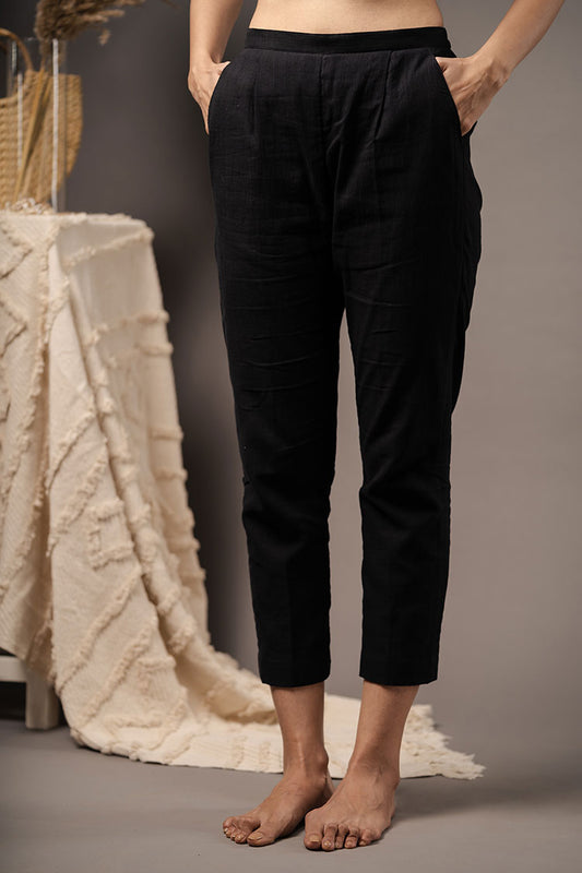 BLACK Handwoven Cotton Pant