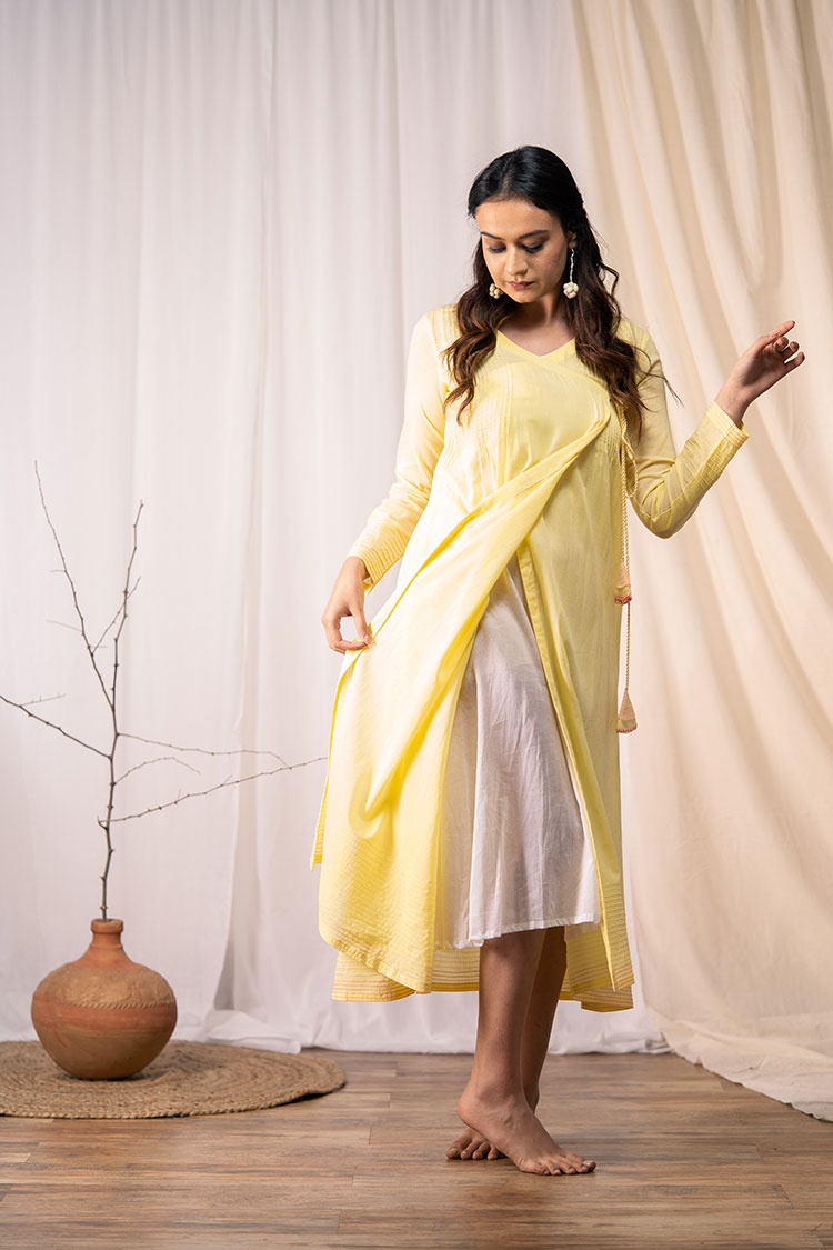 'WRAP ME IN' Pastel Yellow Mulmul Cotton Dress