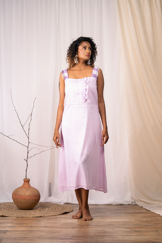 'THE ICEBERG' Lavendar Mulmul Cotton Dress