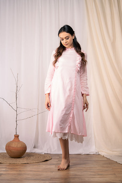 'OCEAN PEARL' Baby Pink Mulmul Cotton Dress