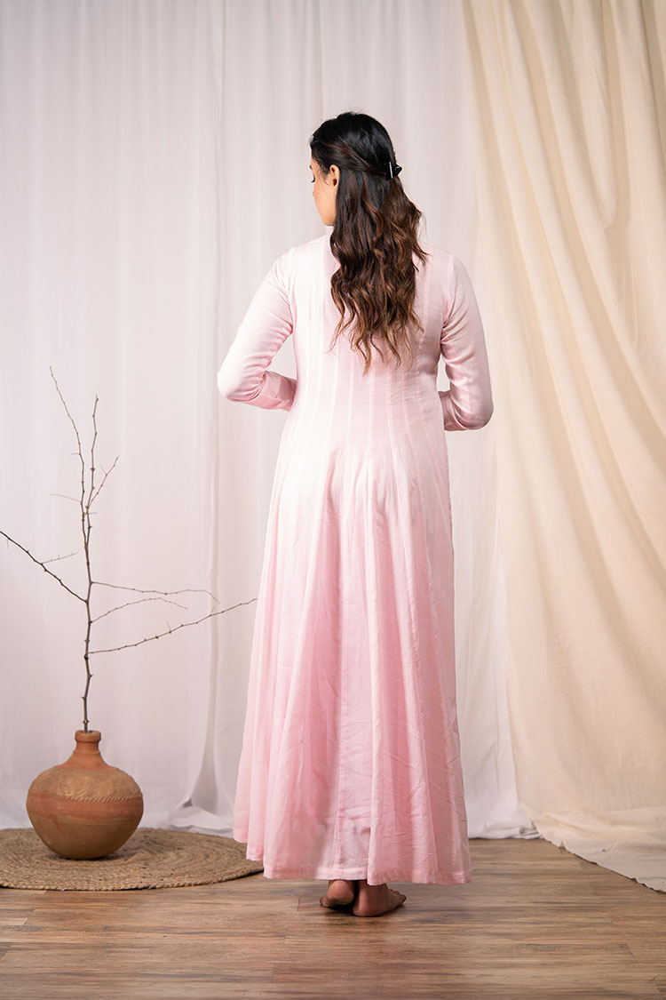'MOON DANCE' Baby Pink Mulmul Cotton Dress