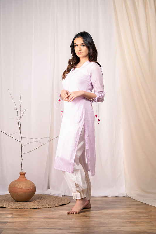 'GO ROUND AND ROUND' Lavendar Mulmul Cotton Dress