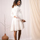 'GOLDEN CASCADE' Off White Mulmul Cotton Dress