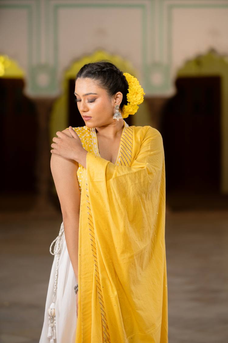 'GOHAR' Sunshine Yellow Cotton Silk Blouse