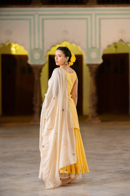 'SUNSHINE YELLOW'  Mulmul Cotton Kurta