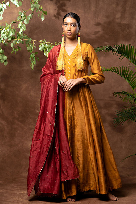 Handloom Chanderi Silk Anarkali Kurta