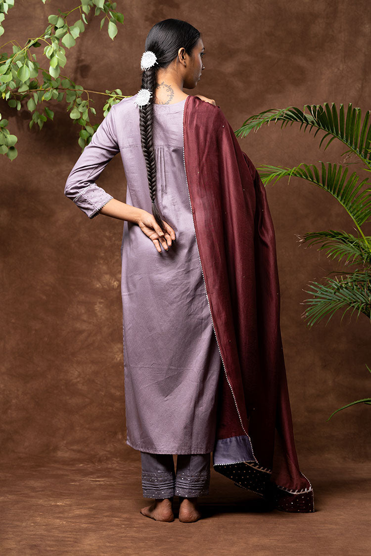 'NAAZ' Cotton Silk Hand Embroidered Kurta, Pant & Dupatta Set