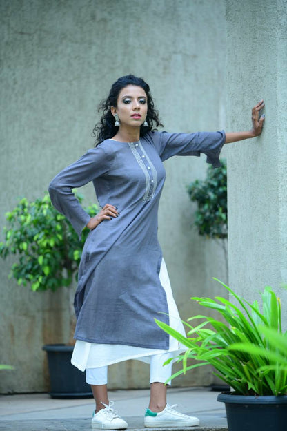 'DOUBLE LAYERED' Mulmul Cotton Dress