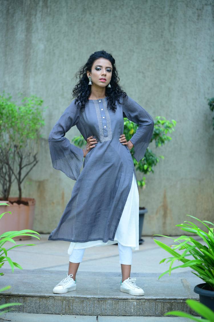 'DOUBLE LAYERED' Mulmul Cotton Dress