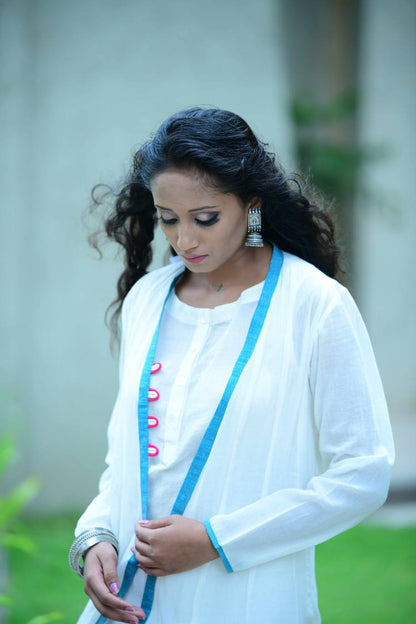 Mulmul Cotton White Shrug