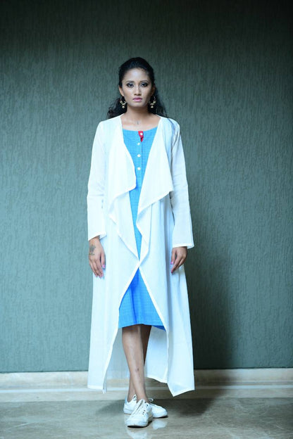 'WATERFALL' Handloom Cotton Dress With Overlay