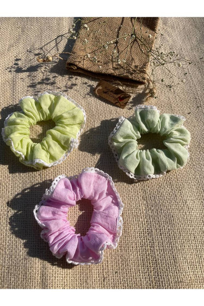 Zero Waste Mulmul Scrunchies (Set Of 3)