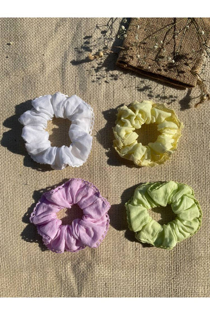 Zero Waste Mulmul Scrunchies (Set Of 4)