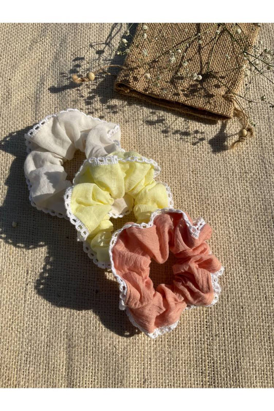 Zero Waste Mulmul Scrunchies (Set Of 3)