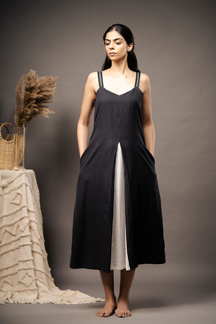 'THE PANACHE' Black Handwoven Cotton Dress