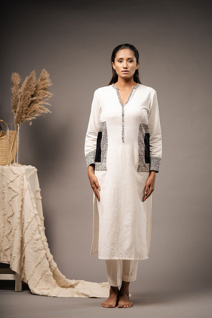 'FUSED FRAMES' Ivory Organic Cotton Kurta