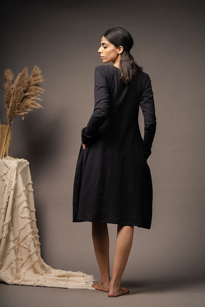 'AGELESS BEAUTY' Black Handwoven Cotton Dress