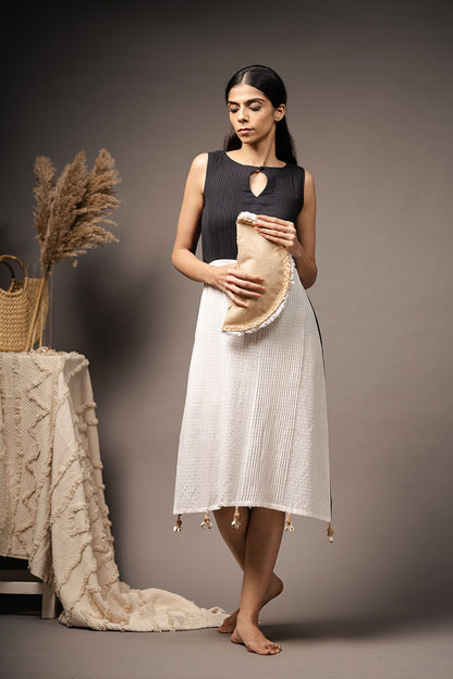 'GRASSROOTS' Black And White Handwoven Cotton Dress