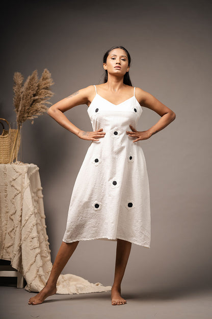 'SUNNY SIDE UP' White Handwoven Cotton Dress