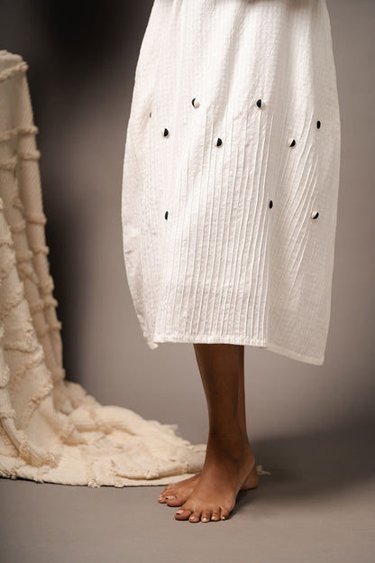 'MOTTAINAI' White Handwoven Cotton Dress